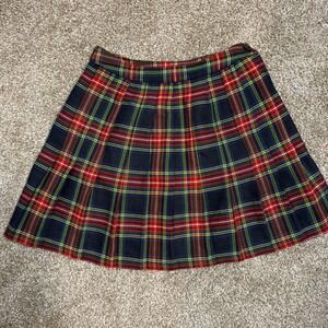 Urban Outfitters Plaid Pleated Mini Skirt Red Green Navy Tartan XS Schoolgirl